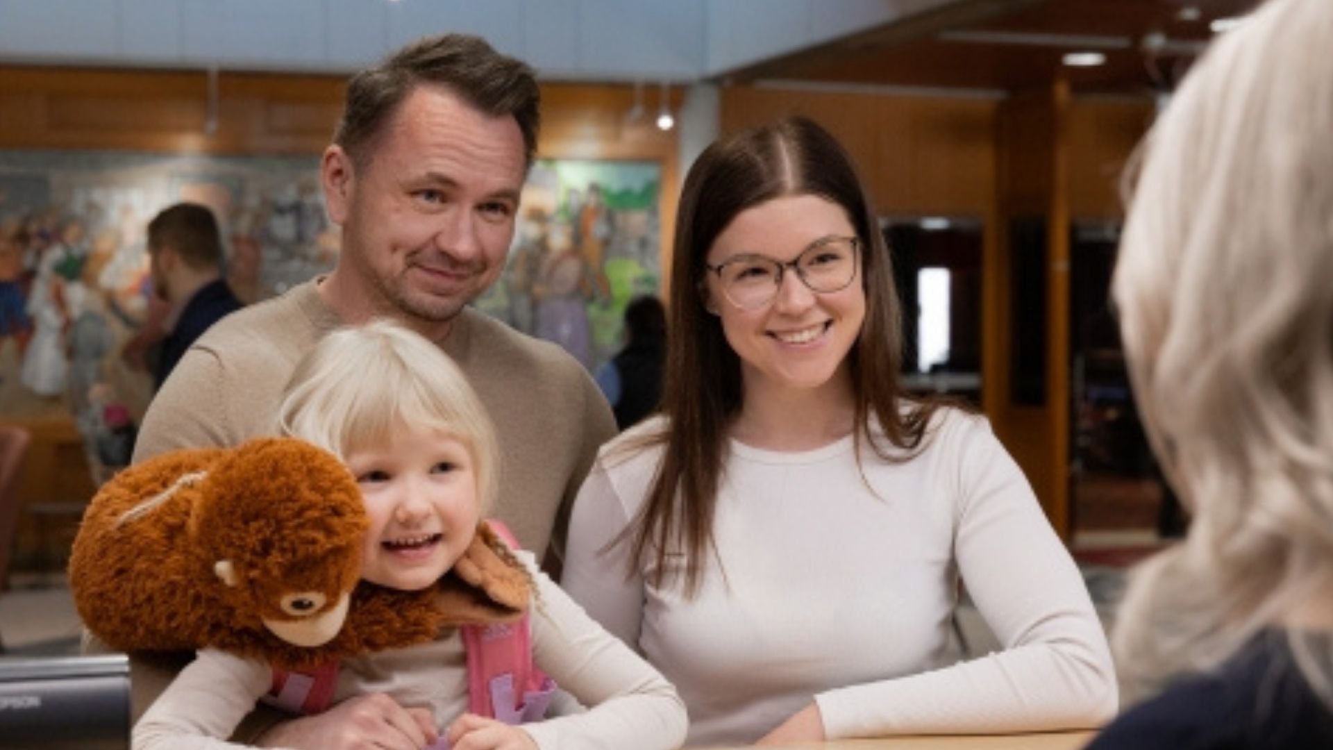 Kylpylähotelli Rauhalahti, perhe vastaanottotiskillä